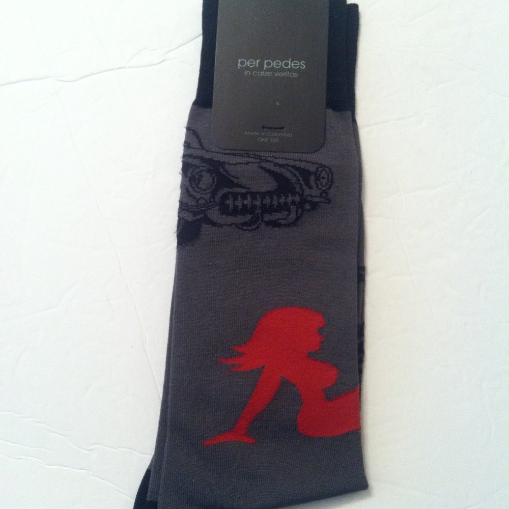 PER PEDES MENS NEW GRAY MERCERIZED COTTON BLEND DRESS SOCKS ONE SIZE - Picture 2 of 4